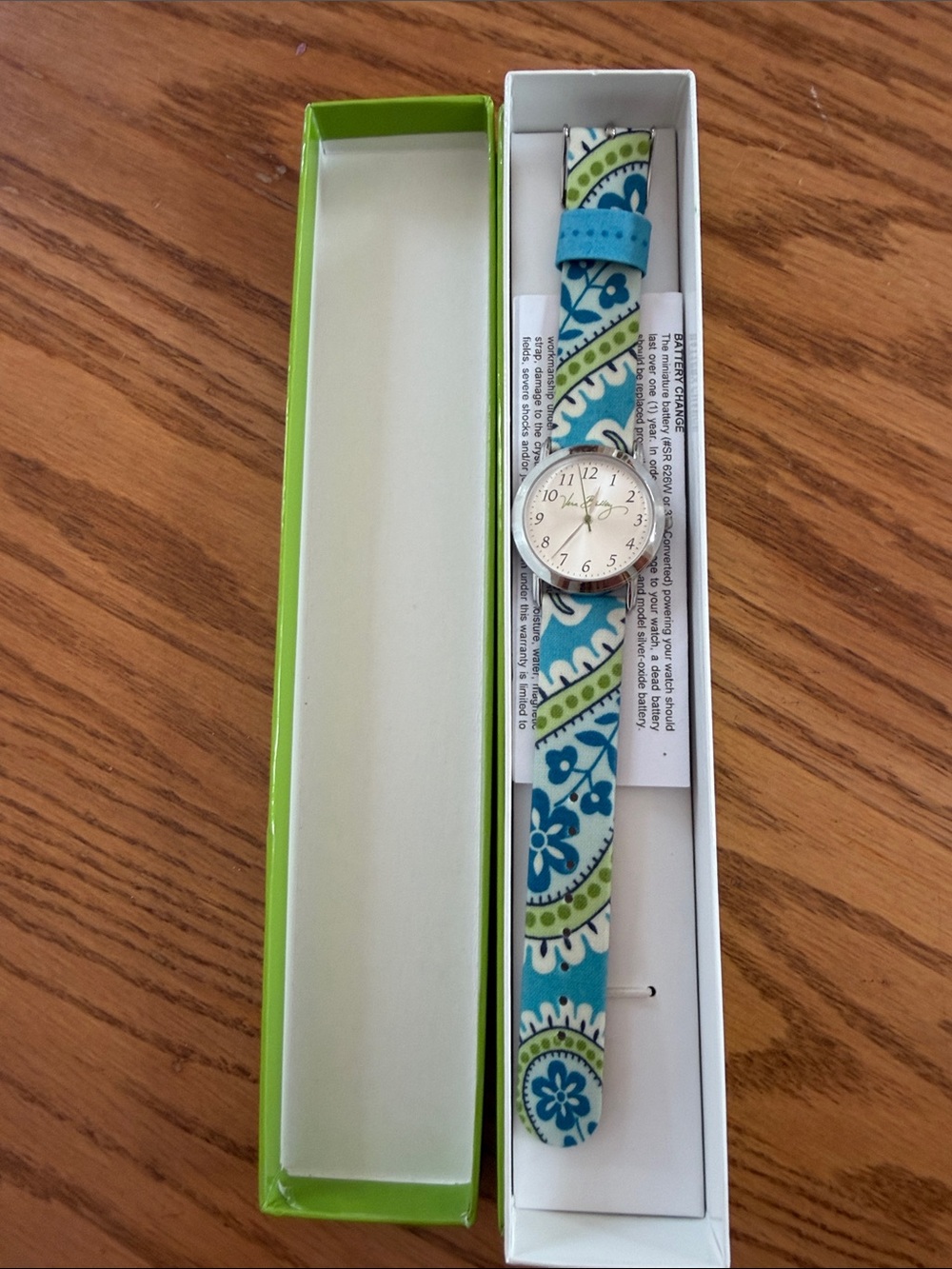 Vera Bradley Watch Womens 32mm Blue Floral Band Silver Tone New Battery W/box